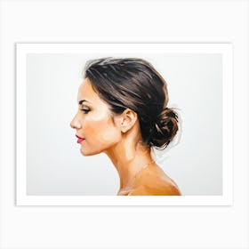 Side Profile Of Beautiful Woman Oil Painting 2 Art Print