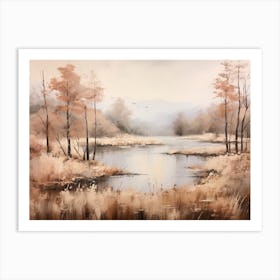 A Painting Of A Lake In Autumn 20 Art Print