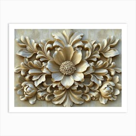 3d Stone Carving Of An Intricate Floral Pattern Art Print