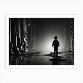 Boy In A Dark Forest Art Print