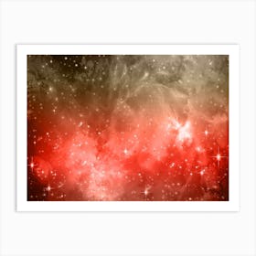 Red Grey Orange Galaxy Space Background Art Print
