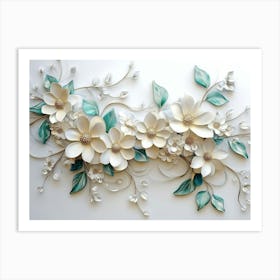 3d Illustration Flowers White Art Print