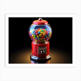 Red Gumball Machine On Black Background Art Print