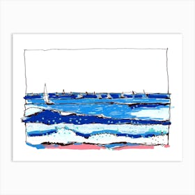 Sailboats In The Ocean Art Print