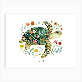 Little Floral Turtle 2 Poster Art Print