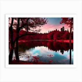Red Lake At Sunset Art Print