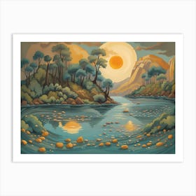 Moon Over The River Art Print