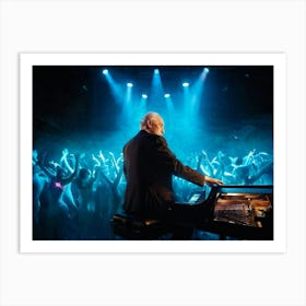 Elderly Pianist Cradled By The Glow Of Neon Lights In A Bustling Nightclub Fingers Tracing The Ivor Art Print