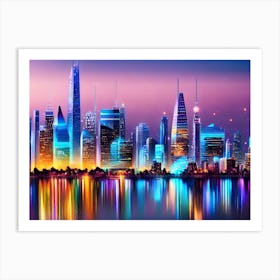 Cityscape At Night Art Print