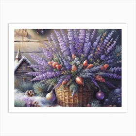 Lavender Christmas Ephemera Oil Paintings 10 Art Print