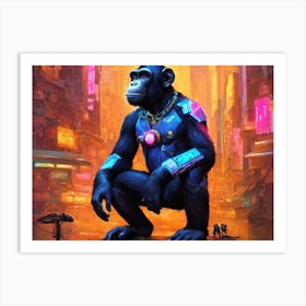 Futuristic Chimpanzee Art Print