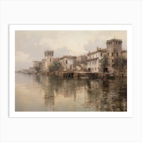 Coastal European Village Painting Art Print