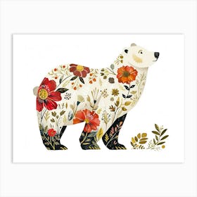 Little Floral Polar Bear 2 Art Print