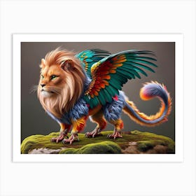 Skyline Prowler Flying-Lion Fantasy Art Print