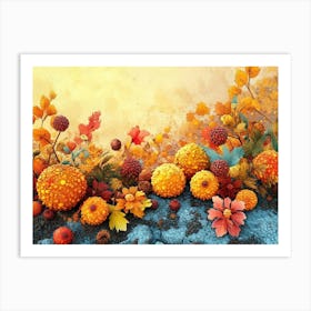 Colorful Autumn And Thanks Giving Art Background Art Print