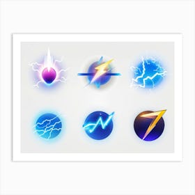 A Collection Of Modern Lightning And Energy Icons Dynamic Curves Emulating The Flow Of Electricity (7) Art Print