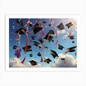 Graduation Hats In The Air Celebration Art Print