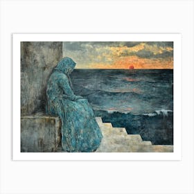 Melancholic Woman by the Sea # 1 Art Print