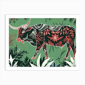 Bull In The Jungle Art Print