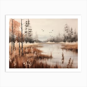 A Painting Of A Lake In Autumn 62 Art Print