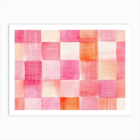 Pink And Orange Squares Art Print