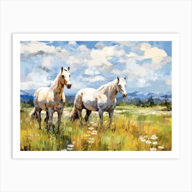 Horses Painting In Big Sky Montana, Usa, Landscape 2 Art Print