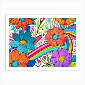 Rainbow Flowers Art Print