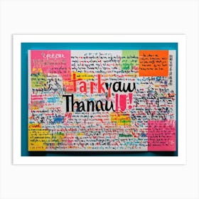 A Multilingual Greeting Card Featuring The Word Thank You In Diverse Scripts Including Chinese Ge (2) Art Print