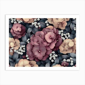 Luxury Mystical Seamless Pattern, Vintage Floral Background Art Print