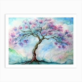 Watercolor Illustration Of A Flowering Tree Art Print