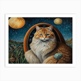 Cat In The Moonlight 3 Art Print