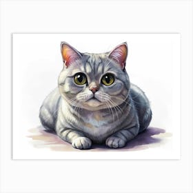 Portrait Of A Cute Gray Cat Art Print