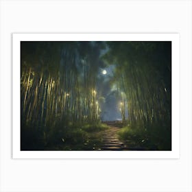 Bamboo Forest At Night Art Print