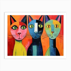 The Cats Acrylic Painting In The Style Of Chromat 2 Art Print