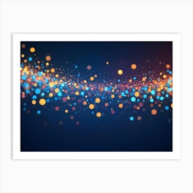 A Dark Blue Background With A Stream Of Glowing, Colorful Lights Art Print