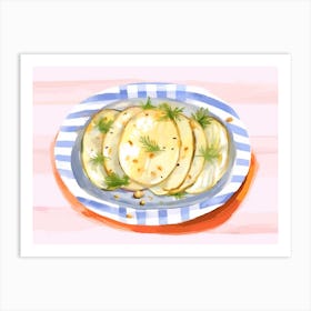 A Plate Of Fennel, Top View Food Illustration, Landscape 3 Art Print