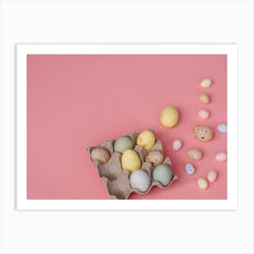 Easter Eggs On Pink Background 8 Art Print