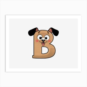 Cute Dog Alphabet Letter B Art Print