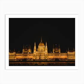 Hungarian Parliament Building At Night Art Print