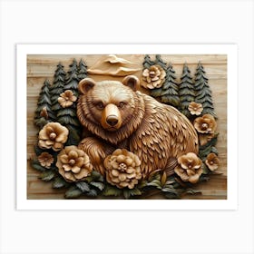 Wood Carving Bear Art Print