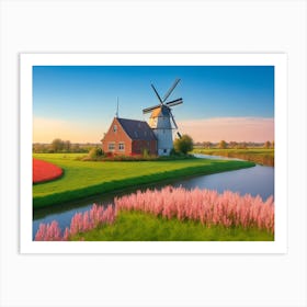 Windmill In The Dutch Countryside Art Print