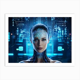 Abstract Cyber Concept Art Illustrating A Head With Neural Circuitry Resembling An Advanced Ai Syste (5) Art Print