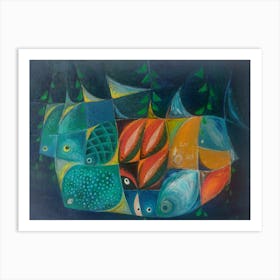 Abstract Shoal of Fish Art Print