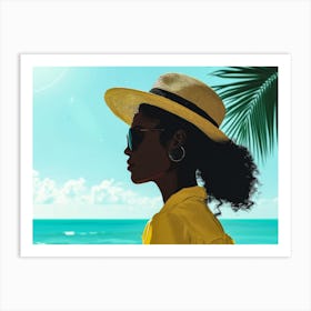 Illustration of an African American woman at the beach 15 Art Print