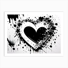 Black And White Heart Art Print