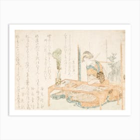 Woman Reading At A Table, Katsushika Hokusai Art Print