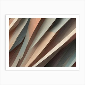 Abstract Background With Textured, Layered Stripes In Shades Of Brown, Beige, And Gray, Creating A Sense Of Depth And Movement Art Print