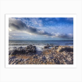 Pebbles , sea and clouds at Ogmore Art Print