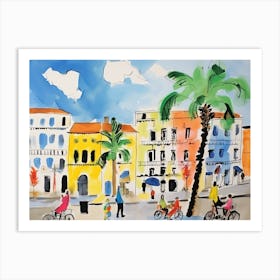 Palermo Italy Cute Watercolour Illustration 4 Art Print