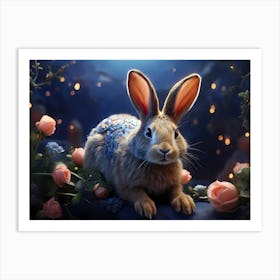 Rabbit In The Moonlight Art Print